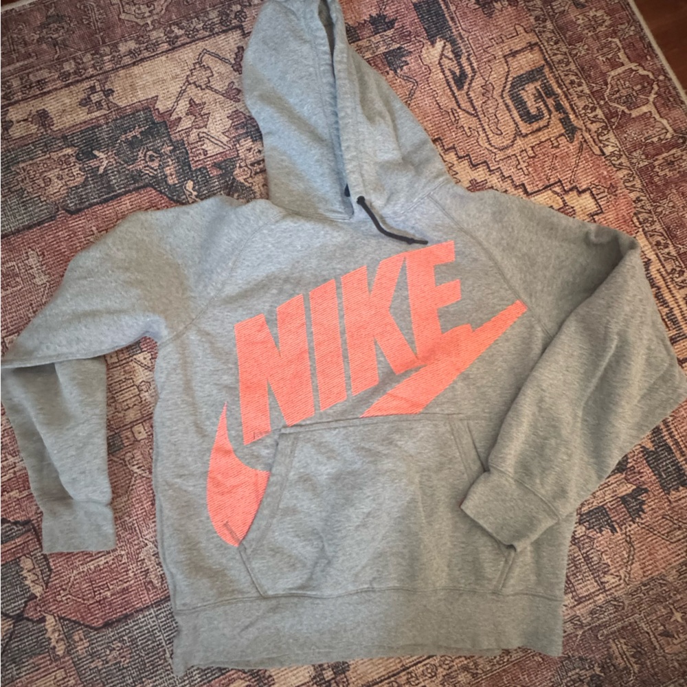 Nike Grey Hoodie with Coral Accent
